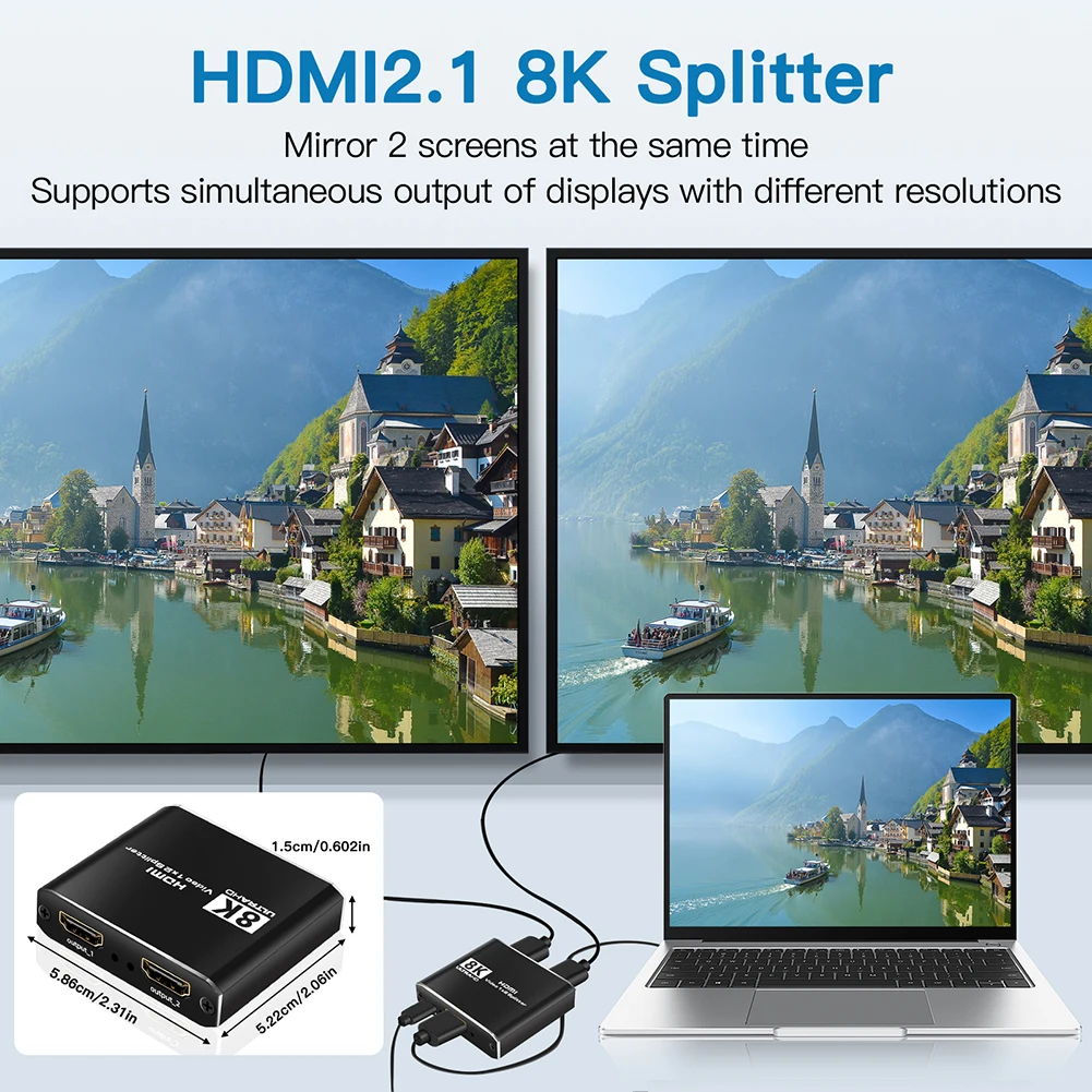 8K HDMI-Compatible Port Male To 2 Female 1080P 1 In 2 Out Splitter Adapter Converter 4K 120Hz HDMI-Compatible 2.1 for PC TV Xbox