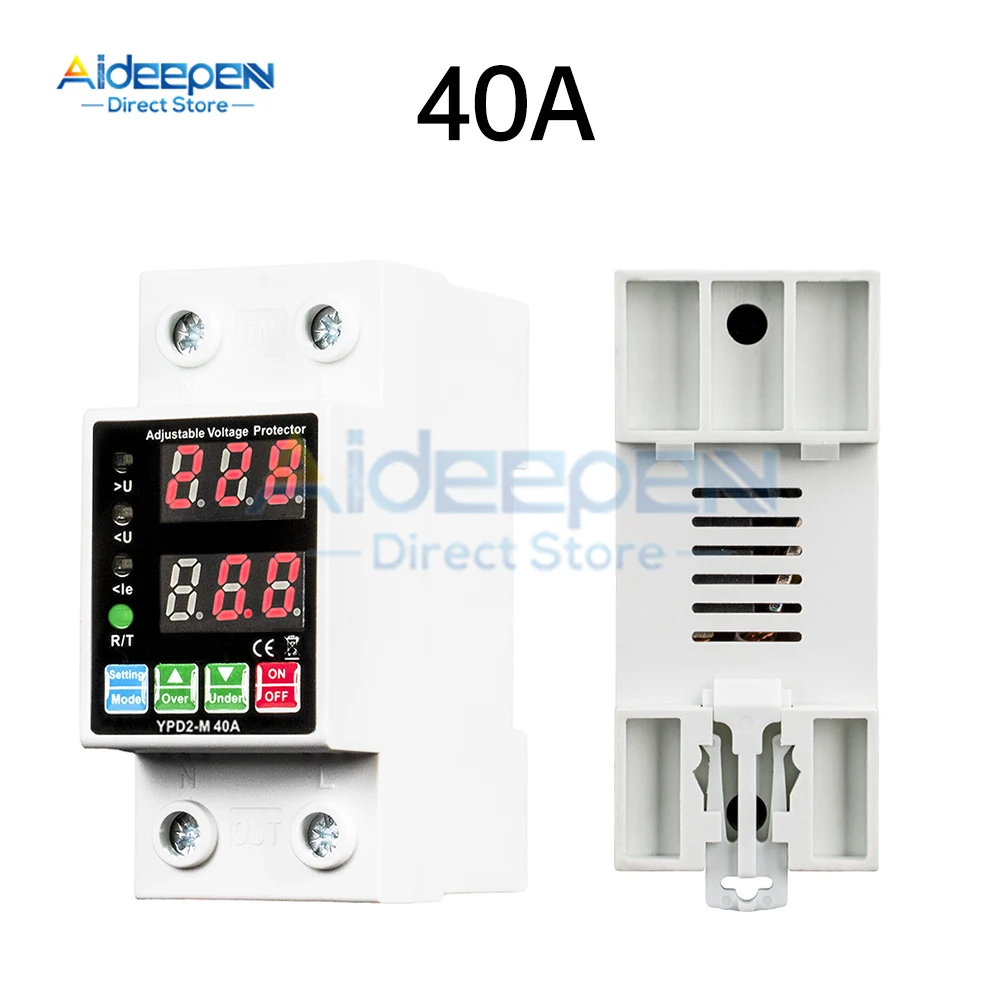 AC 220V Adjustable Over Under Voltage Protector 50/60Hz 40A 63A Solar photovoltaic Inverter Lower Voltage Current Meter Relay