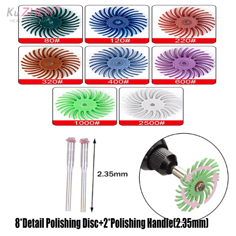 10 قطعة/الحزمة التفاصيل إطارات لامعة القرص عدة ل أداة دوارة اكسسوارات فرشاة كاشطة 2 2.35 مللي متر عرقوب التفاصيل أداة تلميع