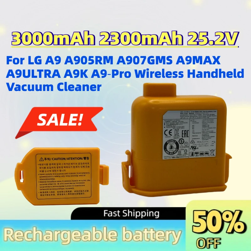 Hot Sale 3000mAh 25.2V Rechargeable Battery for LG A9 A905RM A907GMS A9MAX A9ULTRA A9K A9‑Pro Wireless Handheld Vacuum Cleaner