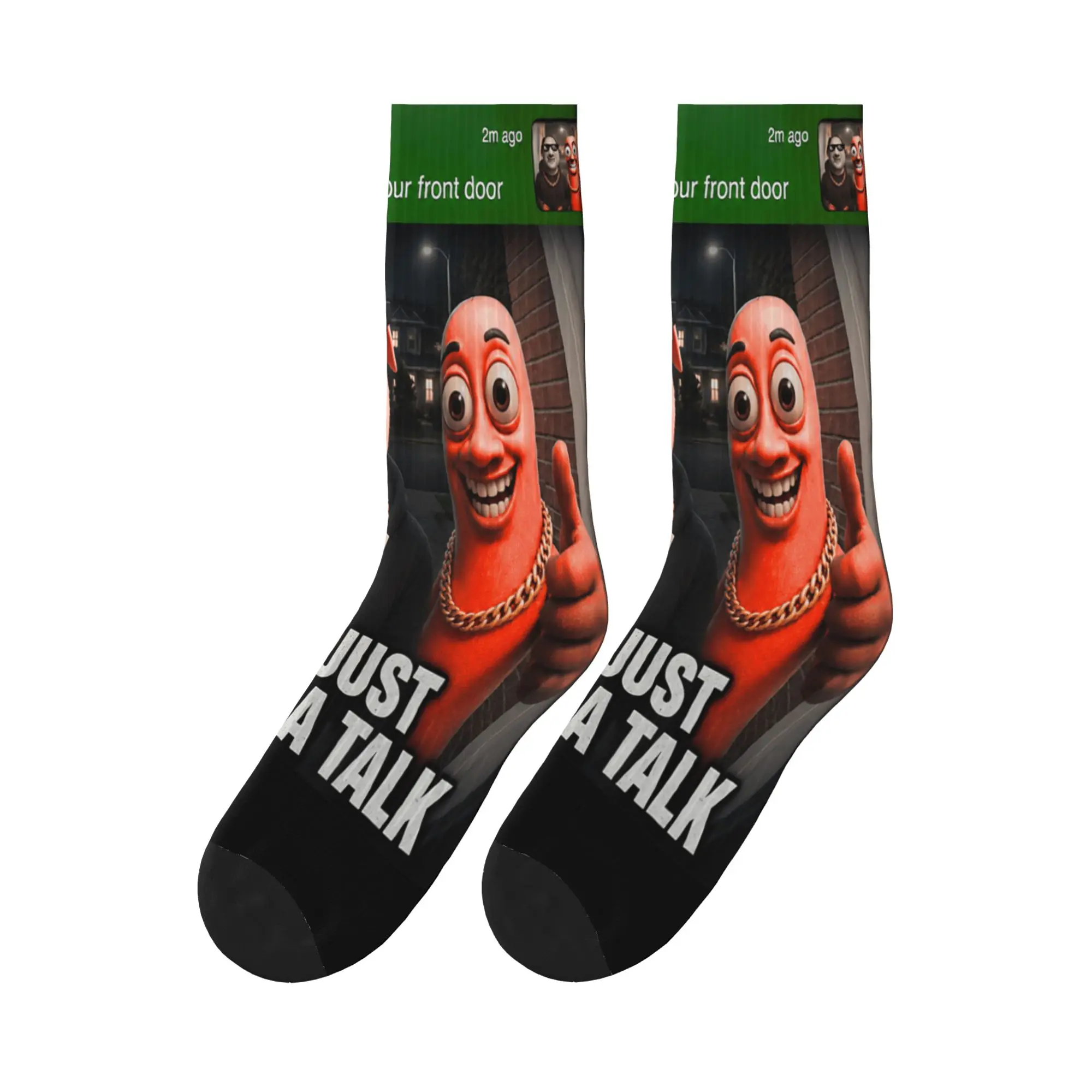 John Pork We Just Wanna Talk Funny Meme Socks  Fashion Stockings Adults Men Quality Cycling Socks Spring Graphic Non Slip Socks