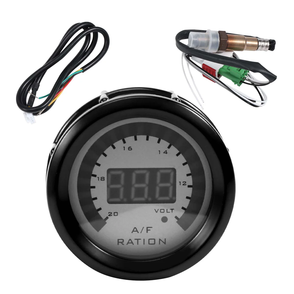 

2 in 1 Air Fuel Ratio Gauge Voltmeter 12V 52mm Digital Car AFR Volt Meter Indicator Voltage Gauge with O2 Oxygen