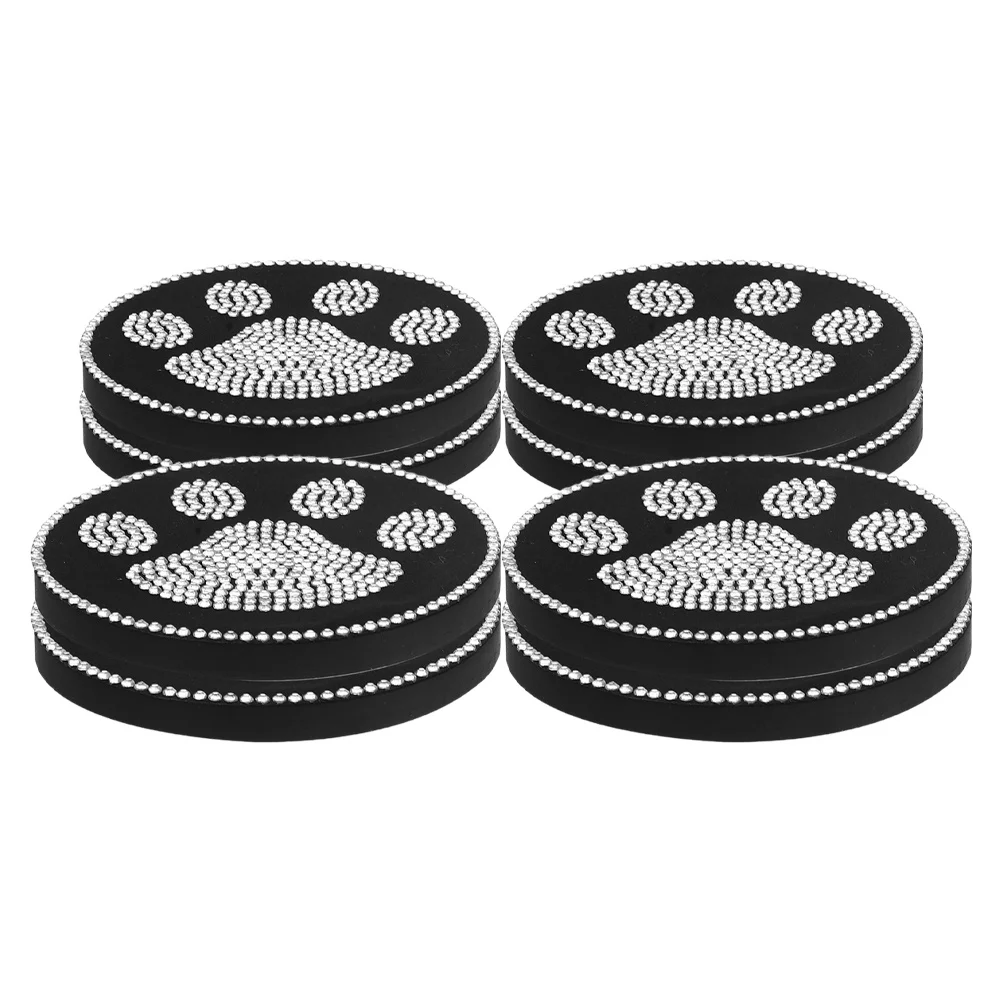 

4Pcs Bling Car Cup Coasters Anti-Slip Rhinestone-Encrusted Cute Dog Design Soft Gel Coasters for Vehicle Interior Stylish Drink