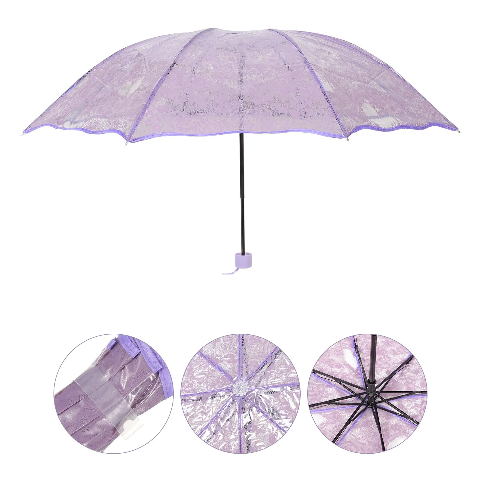 

Purple Bridal Parasol Foldable Umbrella for Wedding Bride Decorative Vintage Party Accessories Sun Protection Folding Umbrella