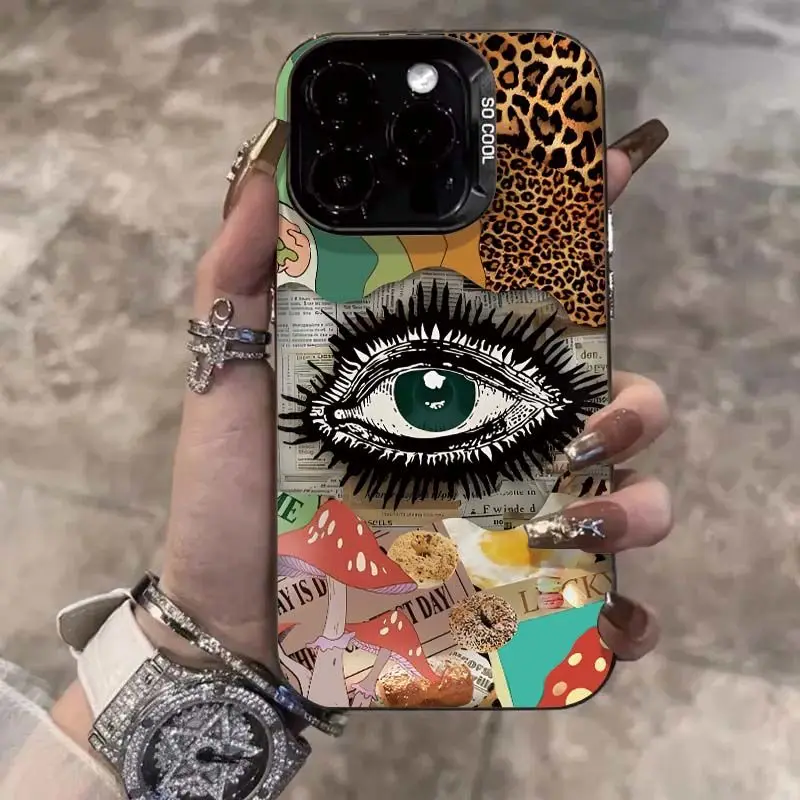 Ins Luxury Leopard Eyes Phone Case for Oppo Reno12 Reno11 Reno10 Reno8 Reno7 Reno6 Reno5 Z F T Pro Plus 4G 5G Matte Back Cover