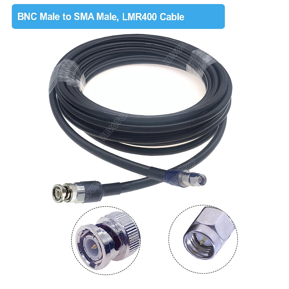 BNC Male to SMA Male Plug LMR400 50-7 Cable Low Loss 50 Ohm RF Coaxial Extension Jumper Pigtail Adapter BEVOTOP Connector Cable