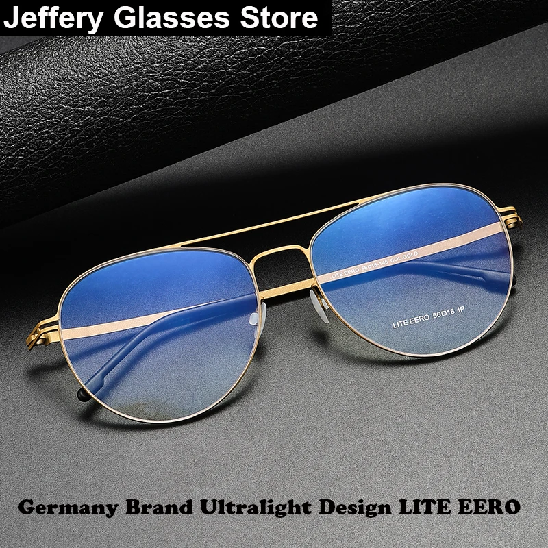 Germany Screwless Double Beam Glasses Frame Oval Men Women Thin Stainless Steel Prescription Optical Eyewear Myopia Eyeglasses