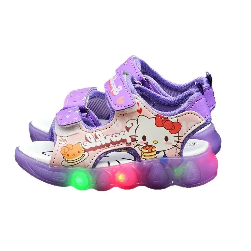 

Kids Light-Up Soft Sole Princess Cute Beach Sandals Girls Glowing Breathable Hook & Loop Casual Children's Footwear Collection