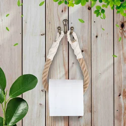 Handmade Jute Rope Toilet Paper Holder Vintage Style Hook Wall-Mounted Towel Ring Toilet Paper Holder with Metal Hooks