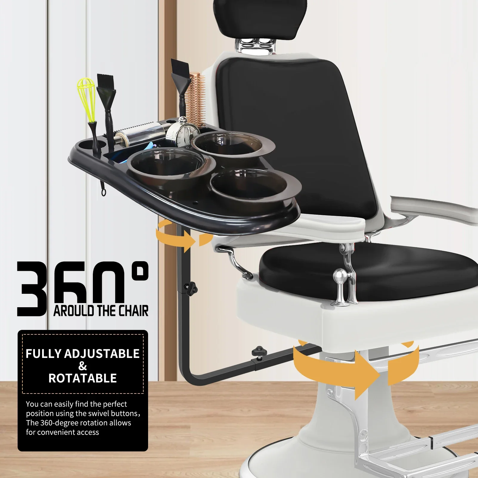 Barber Tray With Tin Foil Machine Lnstalled On Chairframe Beauty Barber Multi-function Height Adjustable Hair Dye Tools