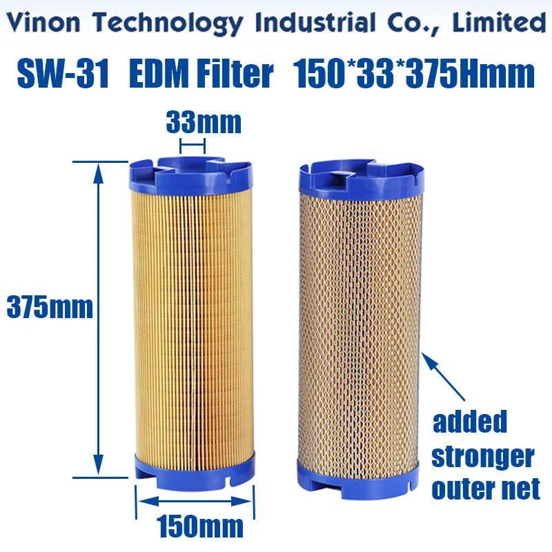 5um EDM Filter 150x33x375mm for Agie Ch armilles Machines, EDM Water Filter, Wire-cut Filter Cartridge, So dick