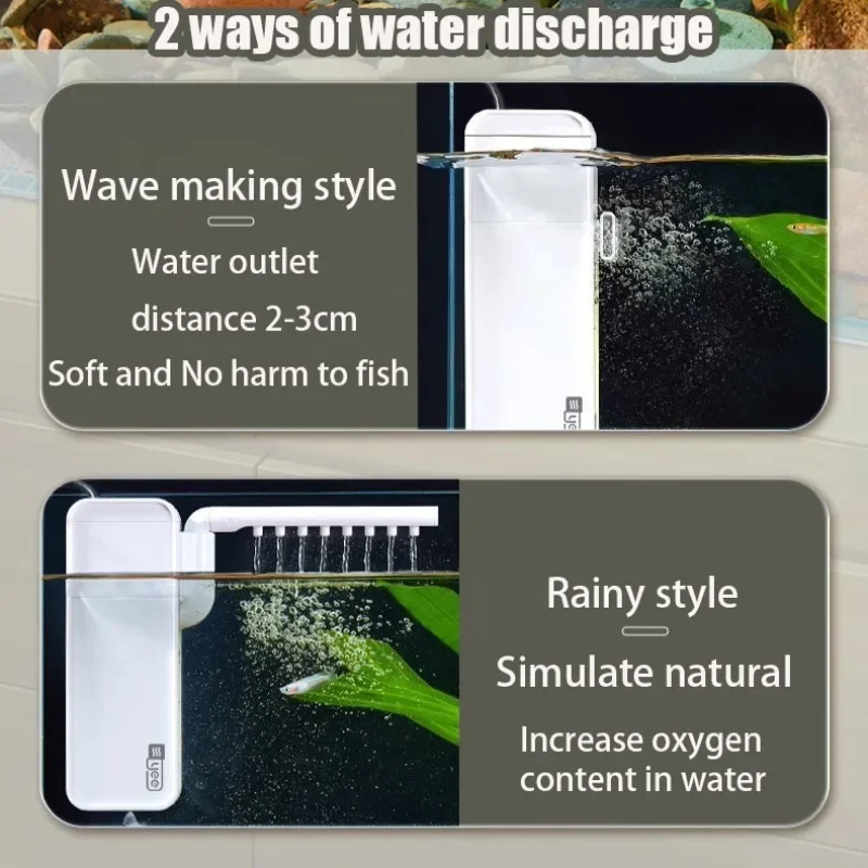 Sponge Filter 3-IN-1 Mini Aquarium Filter Water Circulation Waterfall Fish Tank Filter Silent Built-in Small Tank Water Pump