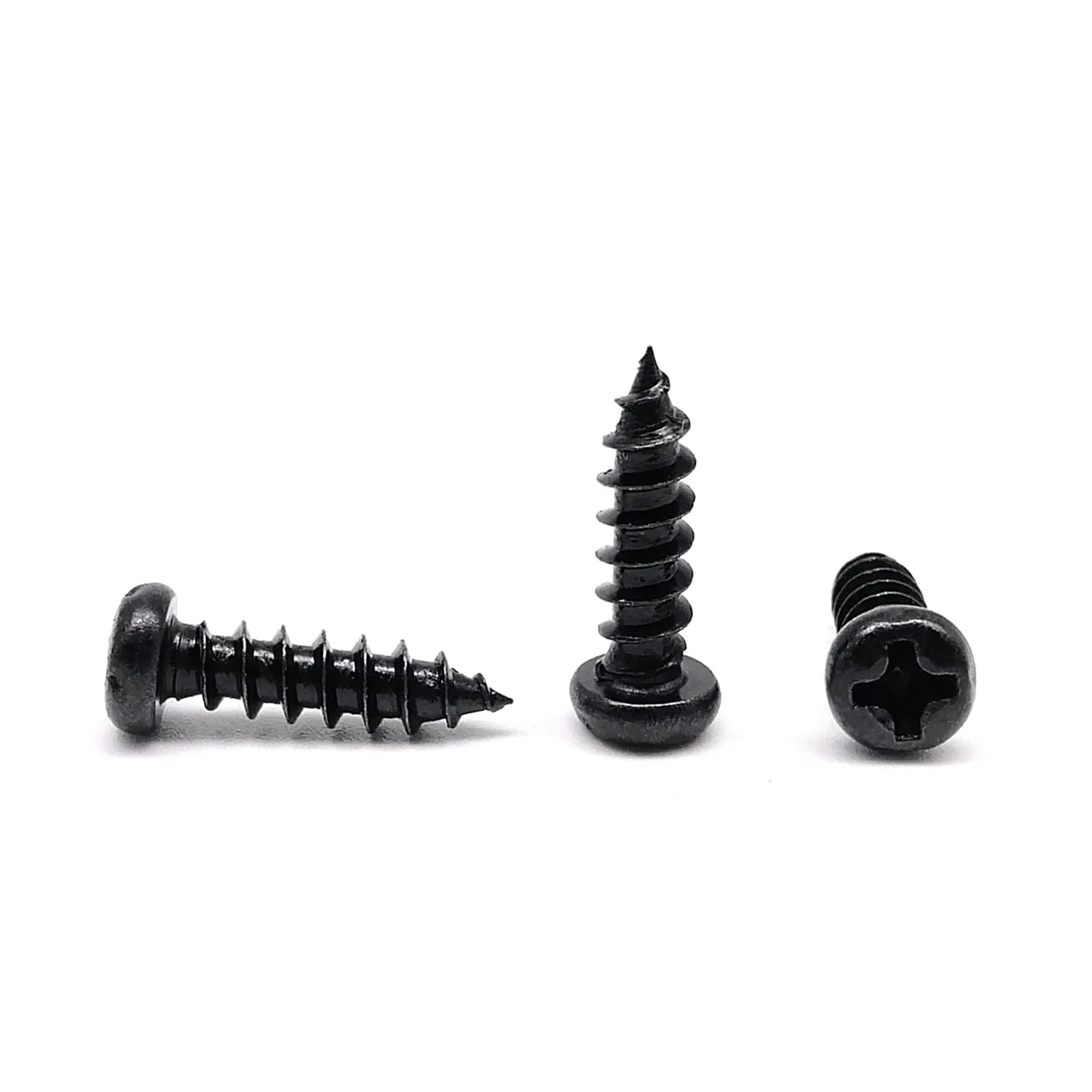50/100 قطعة M1 M1.2 M1.4 M1.7 M2 M2.3 M2.6 M3 M3.5 M4 الأسود الصلب الصغيرة فيليبس عموم رئيس الصليب مستديرة رئيس الذاتي التنصت الخشب المسمار