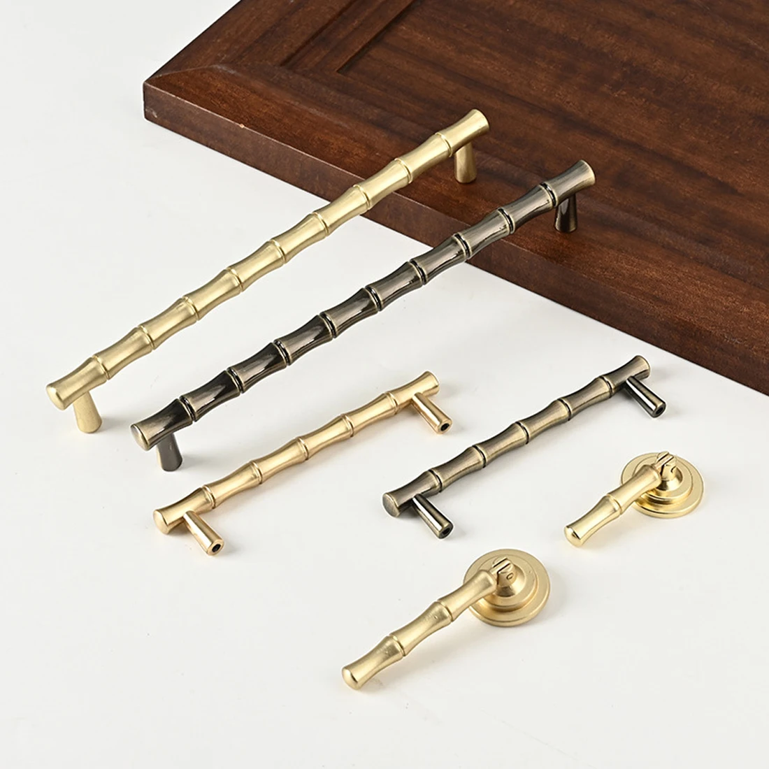 Chinese Style Door Handle Retro Bamboo T-Bar Cabinet Handles Drawer Door Knobs Furniture Pulls For Wardrobe Cupboard Handles Diy
