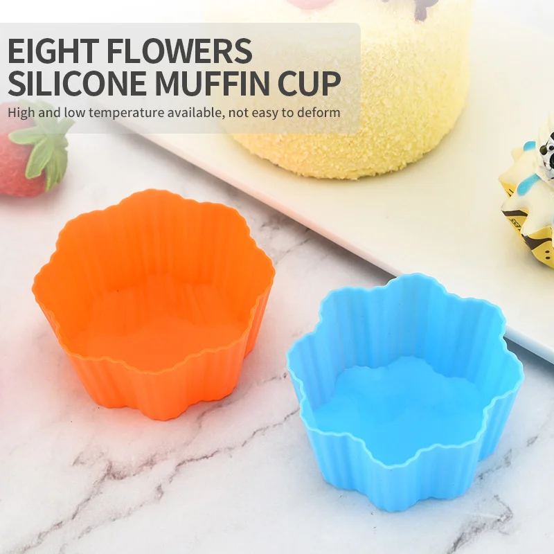 Flor Silicone Muffin Bolo Copos, Home Creative Baking Moldes para Jelly Pudding e Cookie