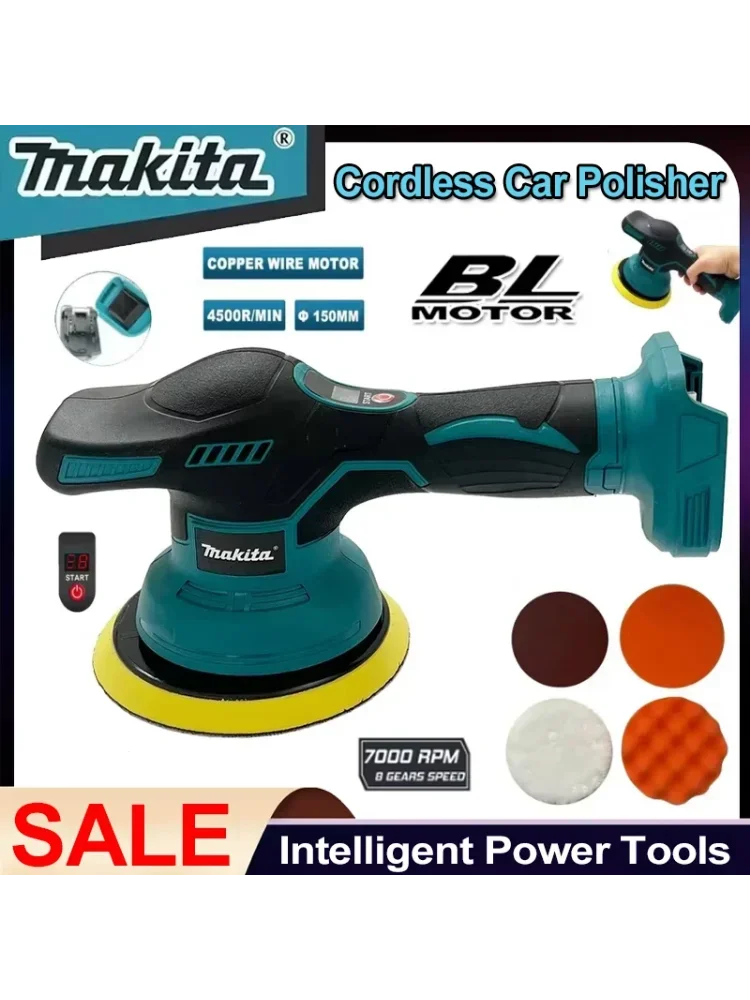 Makita Draadloze Polijstmachine 8 Versnellingen Digitale Display Elektrische Polijstmachine Auto Waxen Polijstmachine Voor 18 V Lithiumbatterij - afbeelding 2