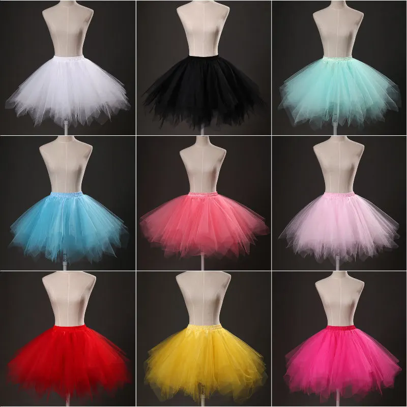 

Womens Elastic Short Petticoat Tulle Skirts Layers Summer Adult Dancing Tutu Skirt Underskirt Rockabilly Fancy Skirt Ballet