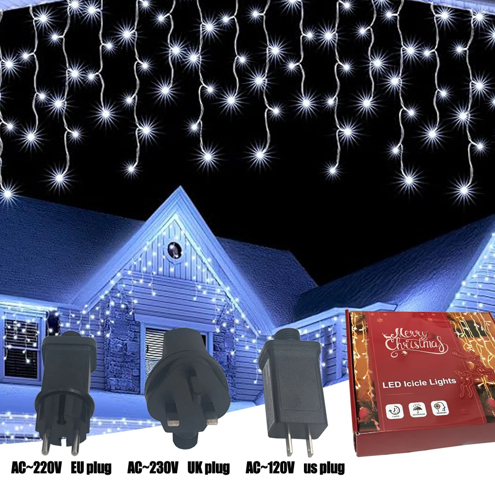 

Holiday Waterproof Christmas Icicle String Lights 20M 480LED , Plug in Curtain 8Modes for Wedding Party Home Garden