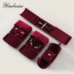 Yinbeini Velvet Jewelry Storage Box Ring Earring Bracelet Necklace Display Box for Wedding Proposal Engagement H024