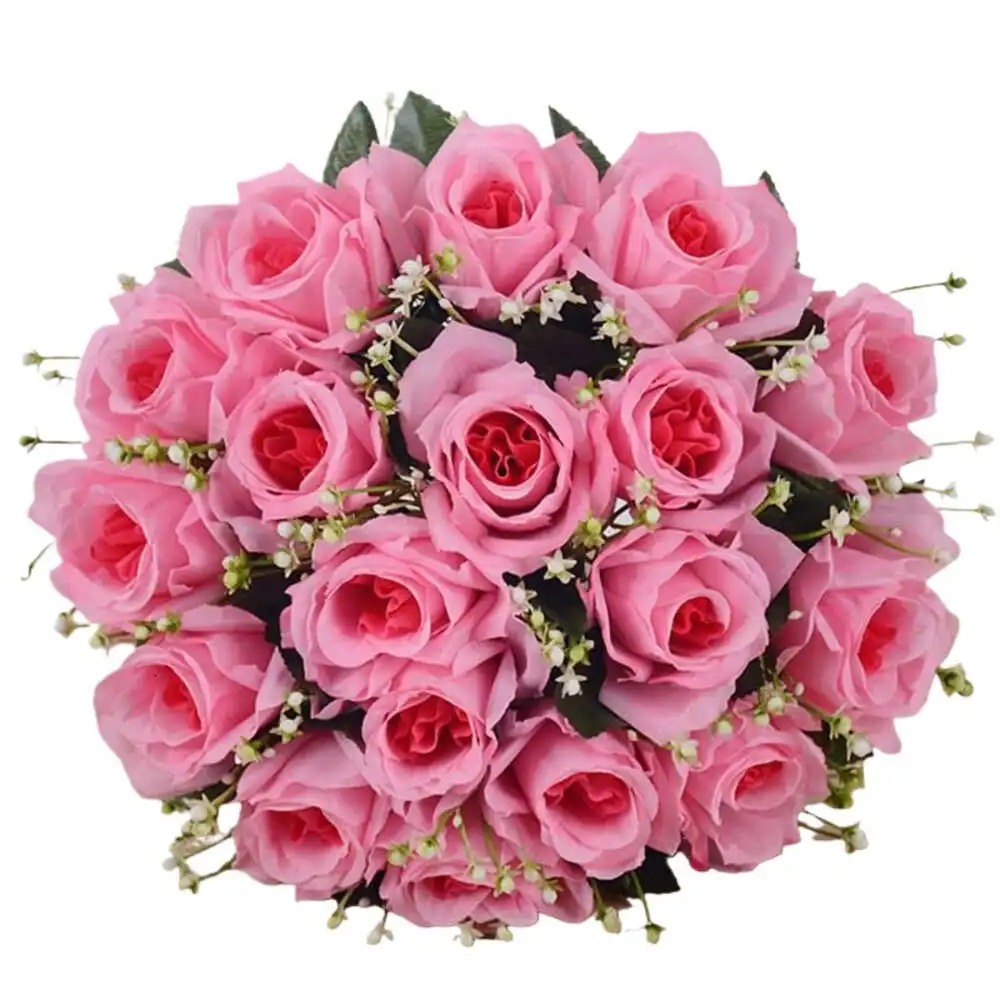 18 Heads Artificial Rose Bouquet Wedding Bride Hand-Holding Flower Bouquet Valentine Day Wedding Party Home Floral Decoration