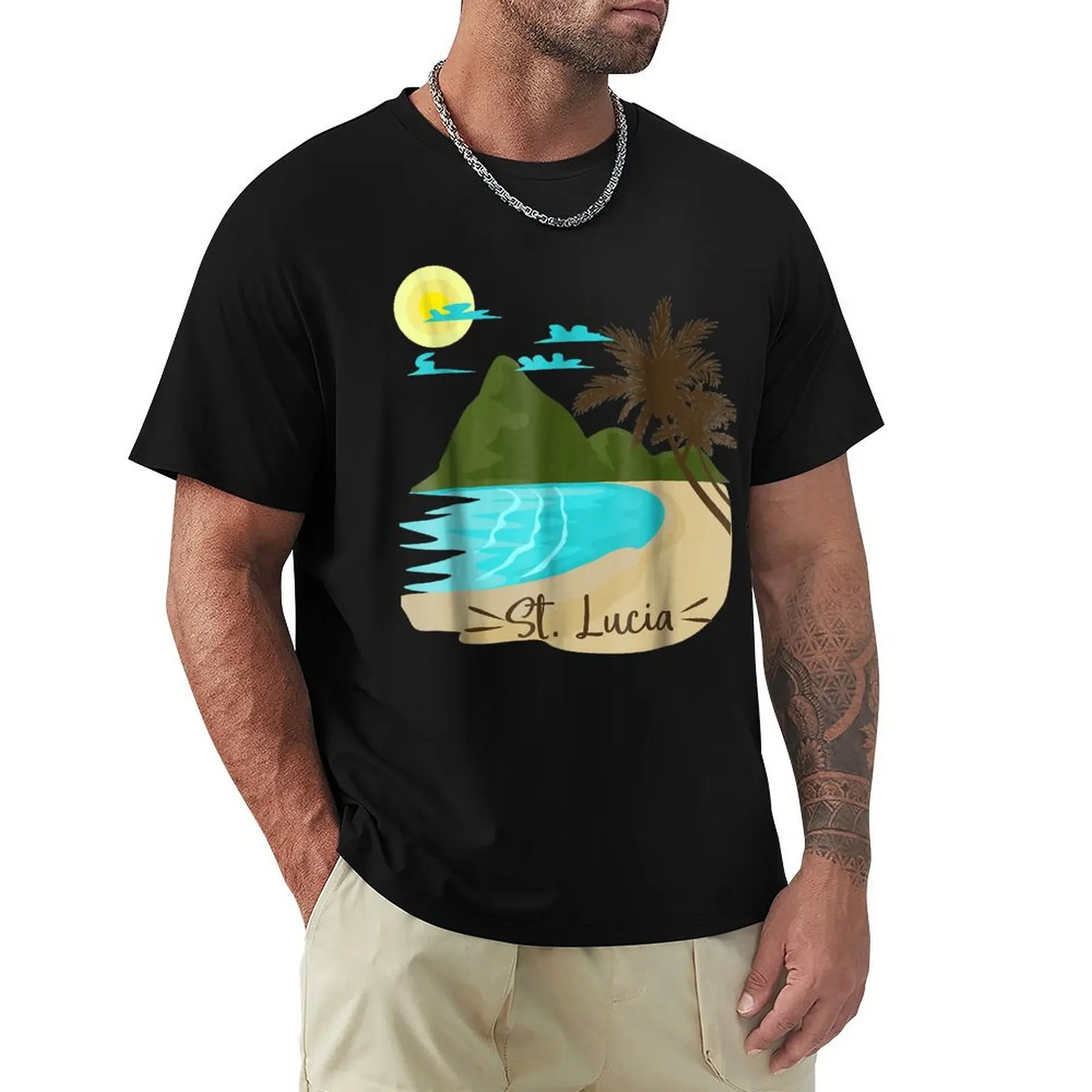 

St. Lucia Pride T-shirt Caribbean Family Vacation Gift T-Shirt plus sizes vintage graphic tee Blouse slim fit t shirts for men