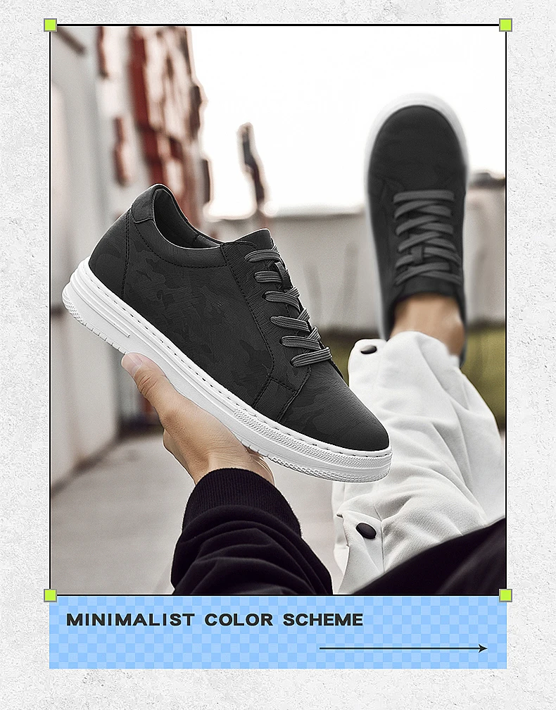 Breathable Outdoor Elevator Sneakers Men Shoes PU Leather Height Increasing Casual Shoes Walking Footwear Men Lift Sports Shoes