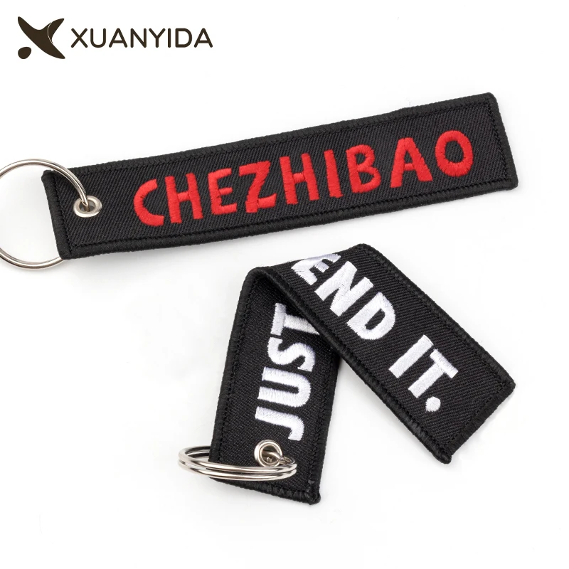 Embroidered Keychain Customized Keychains Motorcycles Keyring  Leave Your Text Keychain Accessories