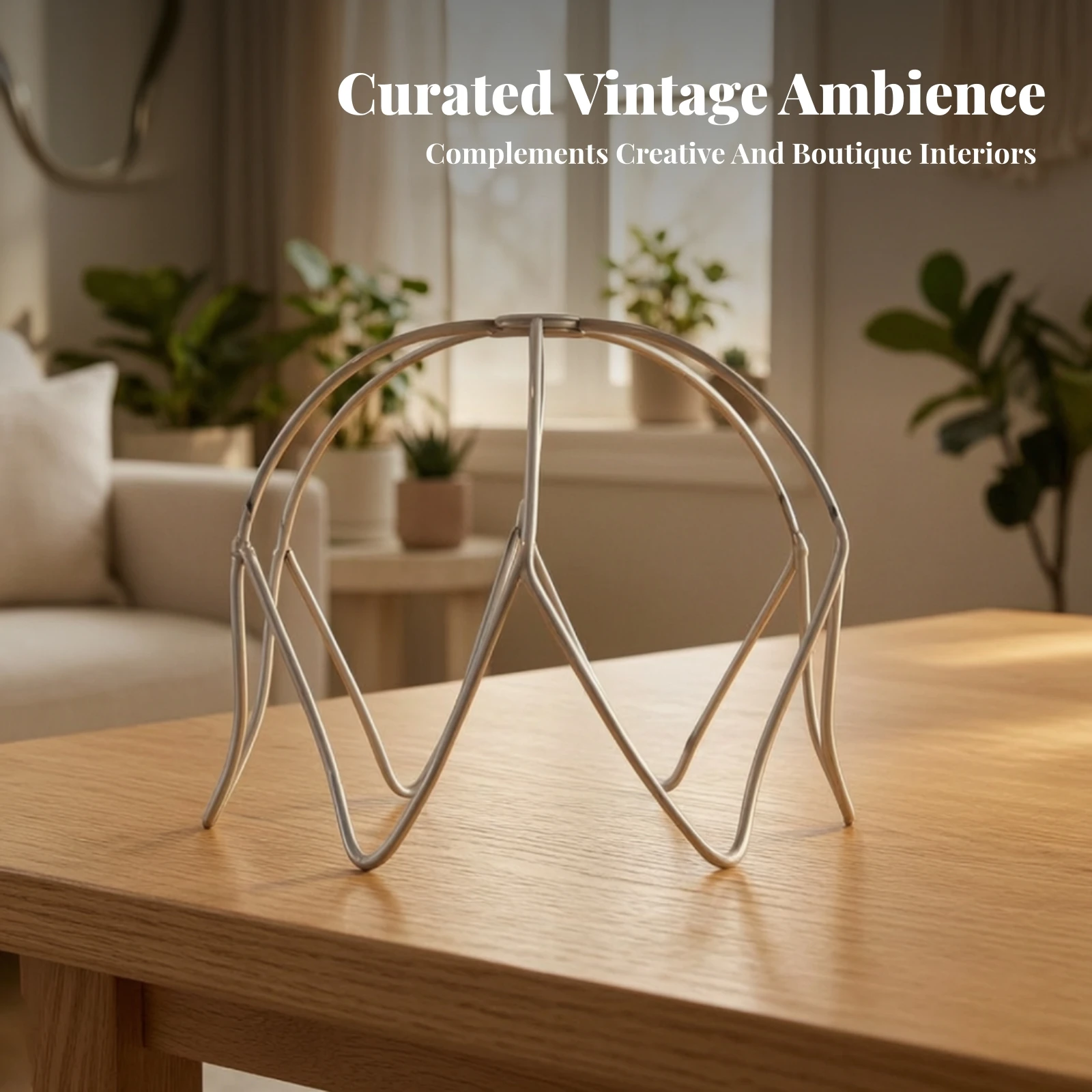 Wire Lamp Shade Frame Sculptural Wire Lamp Frame Hardware Metal Sturdy for DIYers, Table Lamps