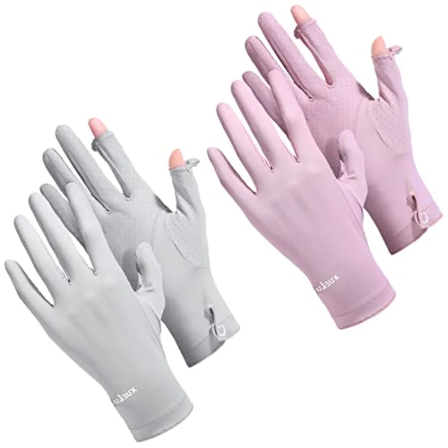 

2 Packs Women Sun Protection Driving UV Gloves Full Finger Touchscreen Non Slip Breathable Summer Outdoor Gloves