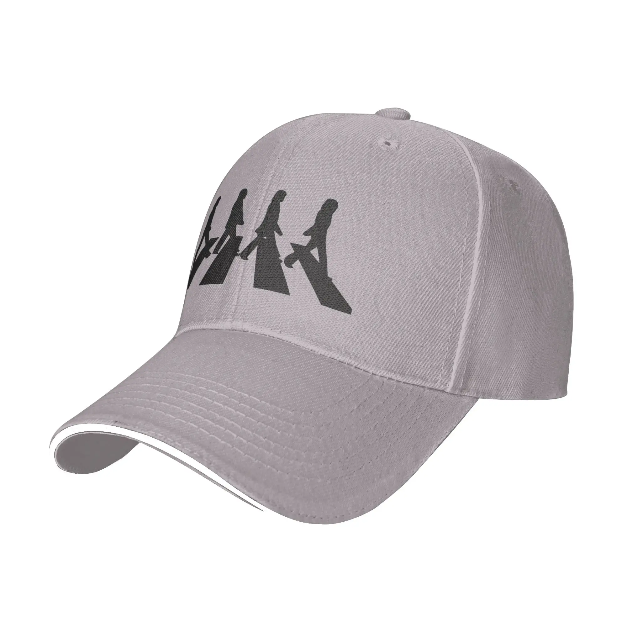 Fashion Abbey Road Inspired Silhouette Art   Minimalist Music Lovers Design  Curved Brim Baseball Cap Women Women's Visors