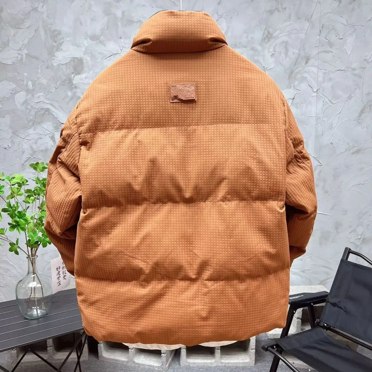 Wrinkled Texture Thickened Warm White Duck Down Jacket Men Hip Hop Sold Color Stand Up Collar Down Jacket Man Winter Clothing