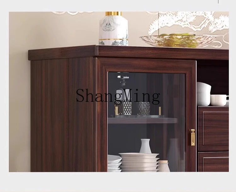 خزانة جانبية لتناول الطعام من الخشب الصلب على الطراز الصيني الجديد من HJ، بهو بسيط على الحائط، خزانة مدخل للتخزين الراقية