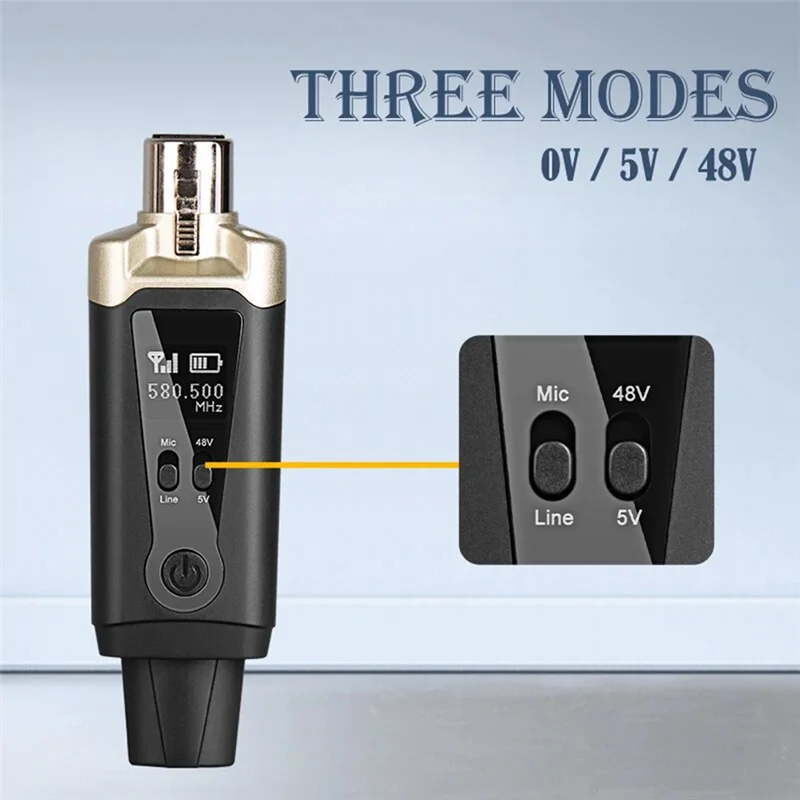 

Wireless Microphone System XLR Mic Converter Adapter UHF Automatic Transmitter Setup For Condenser Dynamic Mic Metal 1 Set
