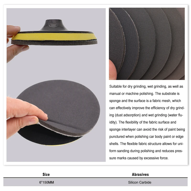 5/6 Inch Abralon J5 Mirka Sandpaper 10/20 Pcs Wet Dry Foam Sponge Sanding Disc Hook &Loop 180-4000 Grit for Automotive Polishing