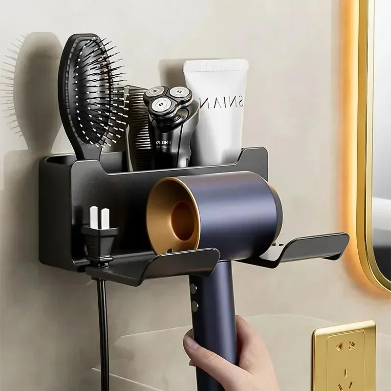 

Hair Dryer Holder Wall Dryer Cradle Straightener Stand Hairdryer Organizer Box Toilet Blower Holder Shelf Bathroom Accessories