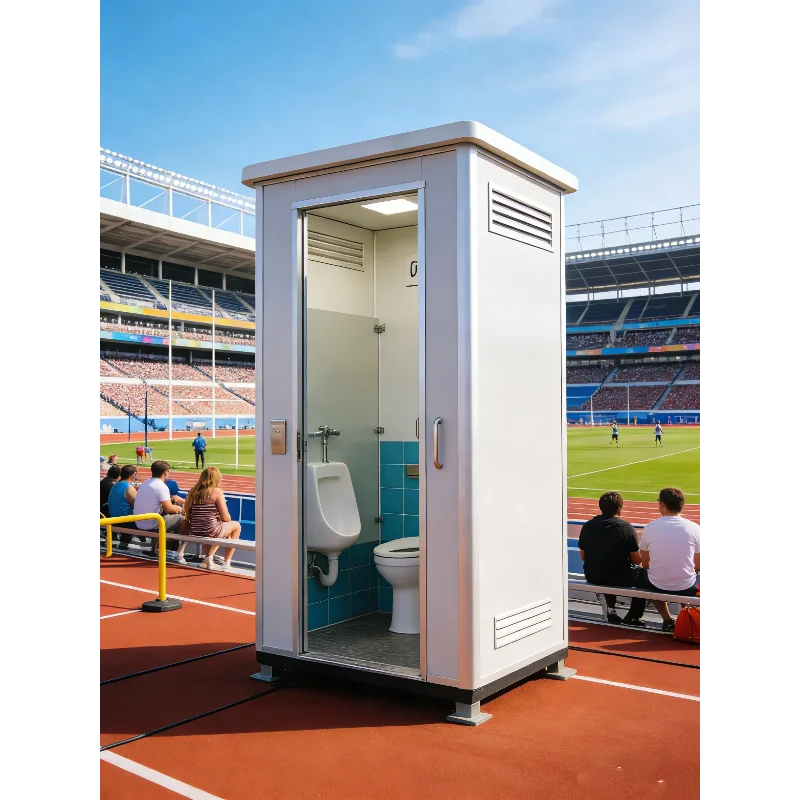 Direct From Factory 2 Stall Premium Restroom Trailer Premium Flooring Foot Pump Toilet Flush Luxury Mobile Bathroom Export