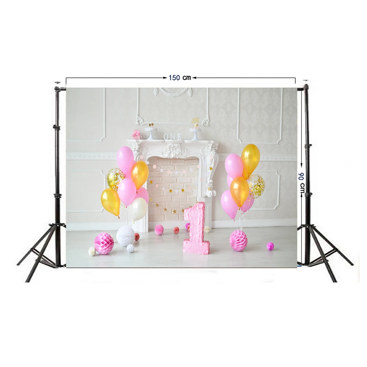 

1st Birthday Photo Backdrop Cloth Premium Seamless Wrinkle-Free Perfect Photography Background Party Scene 5x3ft 1st