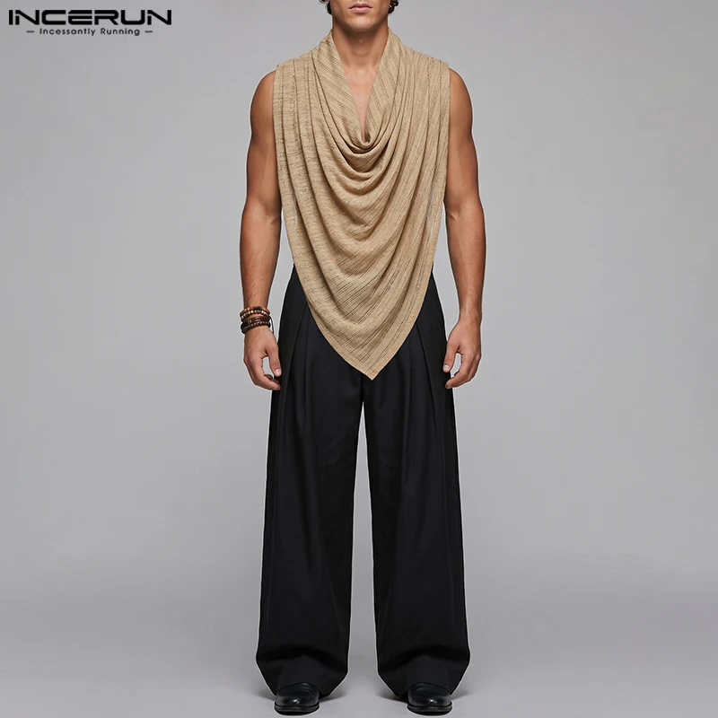 INCERUN Herren-Sets Einfarbig Durchsichtige Mesh-Tanktops Hosen Zweiteilige Sets Streetwear Mode Lässige Herren-Kombinationssets 2026