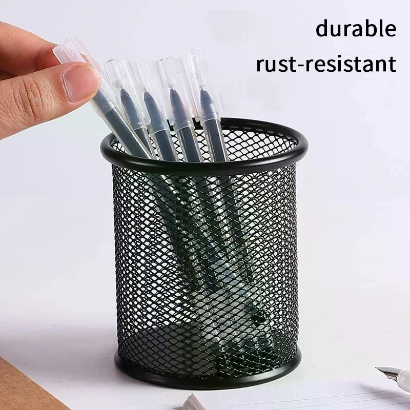 Multifunction Round/Square Mesh Pen Pot Multicolor Pen Holder Desk Tidy Stationery Organiser Pencil Storage Stationery Organiser