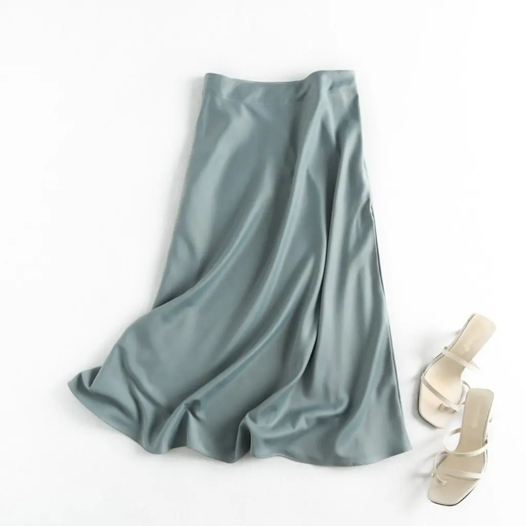 

Women's High Waist Fishtail Skirt Silk Texture Acetate Single Gentle Temperament Spring Summer European American Style