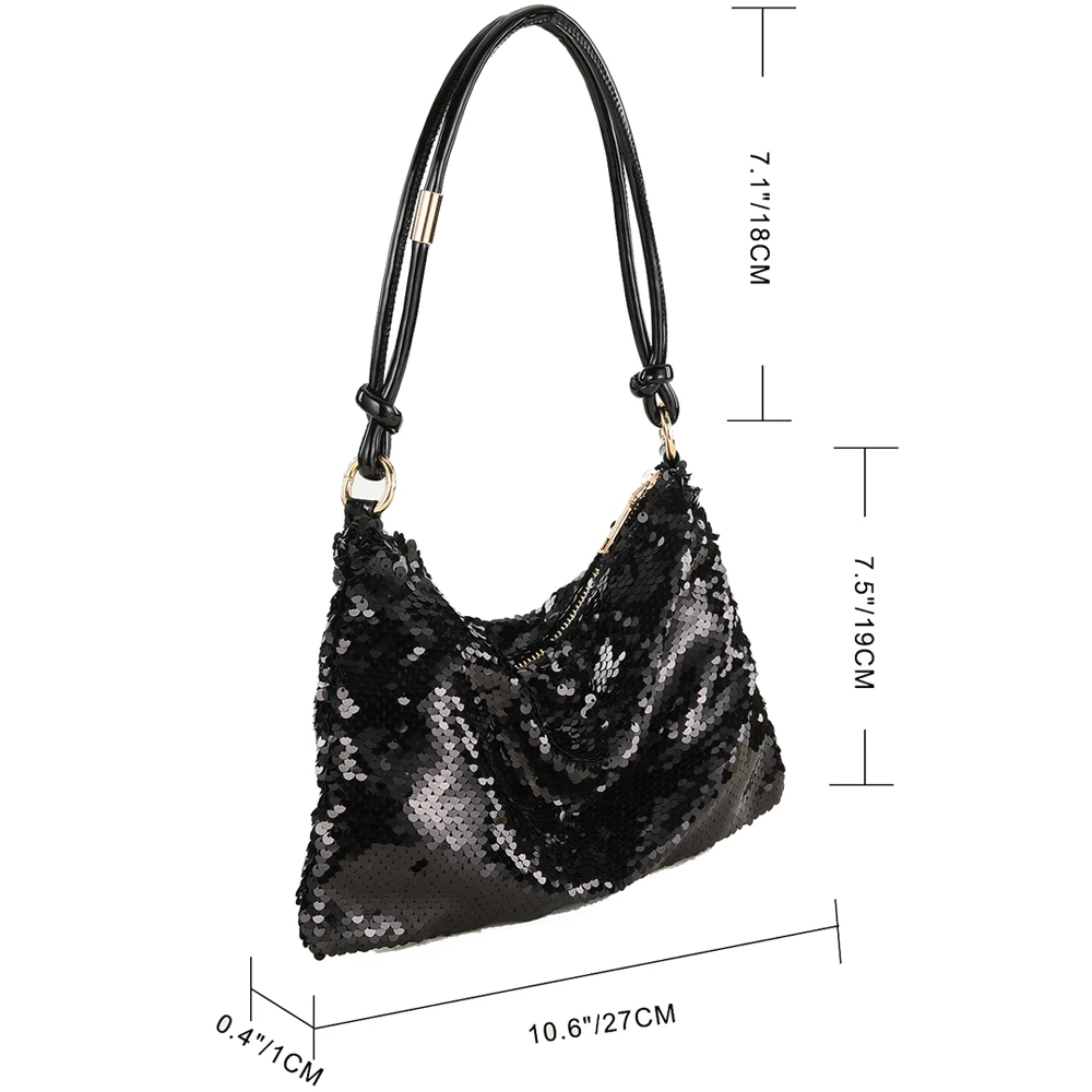 Bolso de noche con lentejuelas suaves para mujer, bolsa Hobo de media luna, bolso de mano para boda, bolso de mano para regalo de Año Nuevo, Asa superior