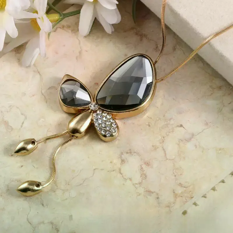 موضة غير النظامية هندسية رمادي كريستال قلادة للنساء أنيقة طويلة قلادة الشتاء سترة سلسلة قلادة مجوهرات