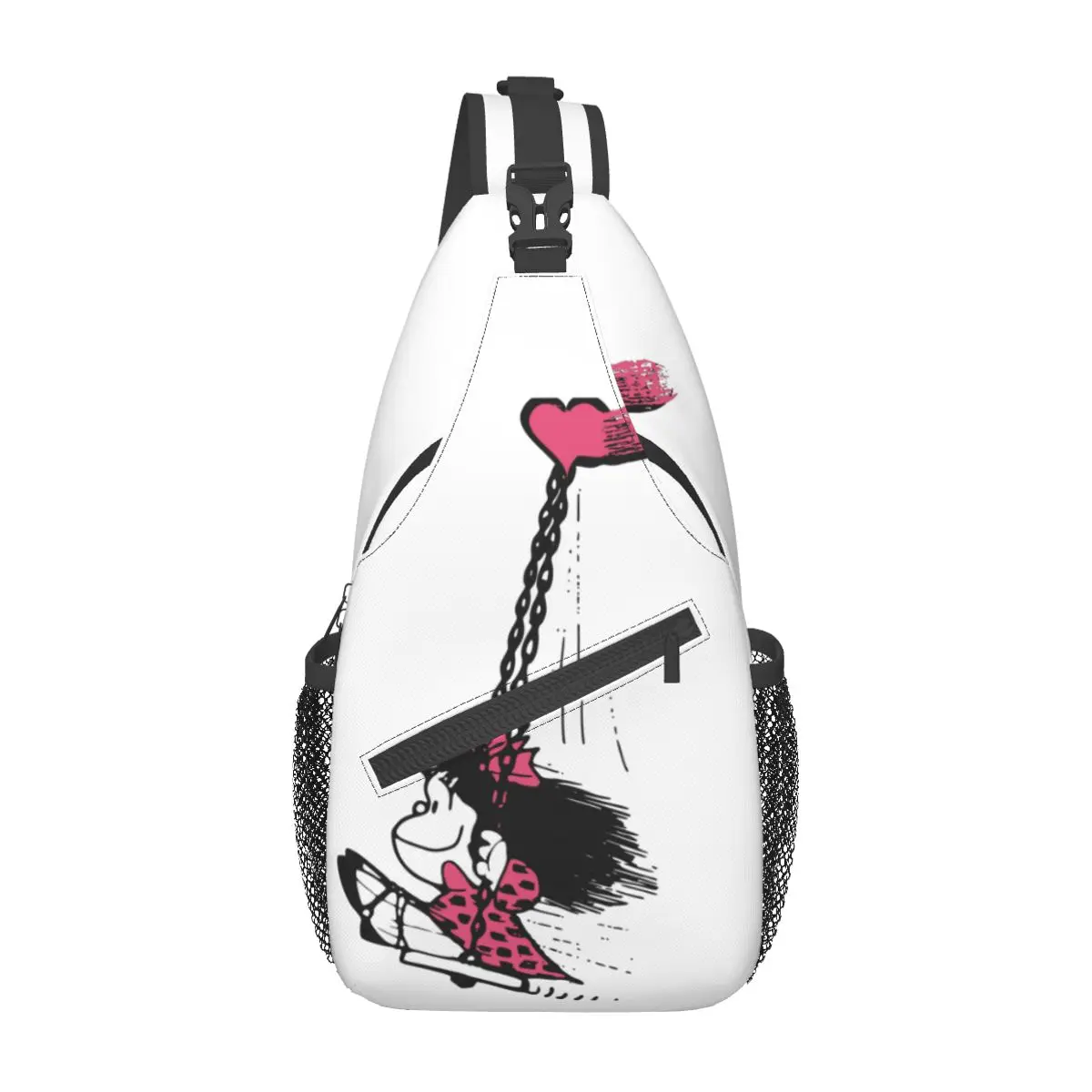 Liebe dich kleine Schulter tasche Brust Cross body Schulter Rucksack Outdoor Wandern Tages rucksäcke Mafalda Cartoon Casual Taschen