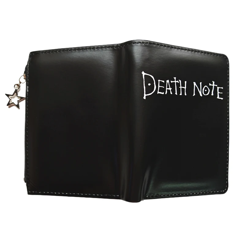 Death Note Anime Black PU Leather Short Wallet with Card Holders Zipper Pocket for Boys Girls Gift