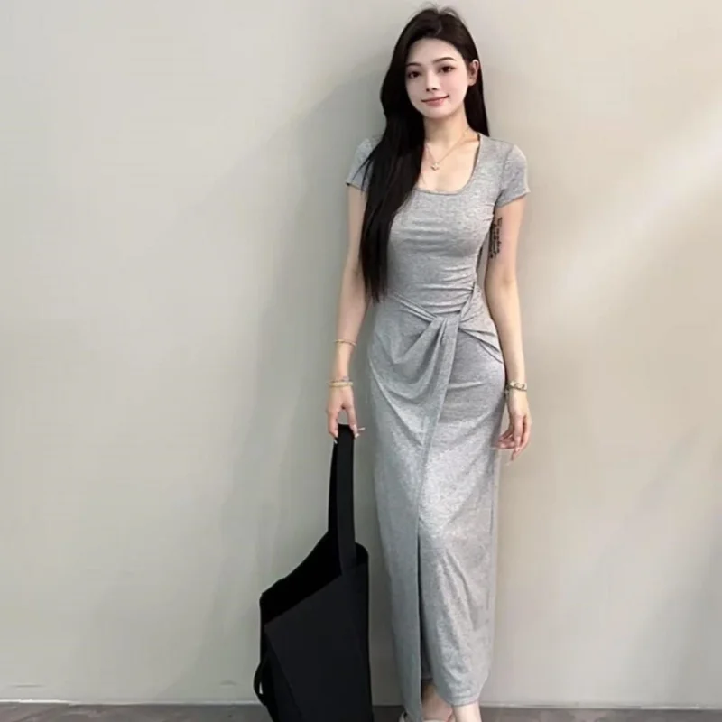 Vestidos de manga curta das mulheres noite 2025 mulher primavera cupro em camadas faixas fofas rendas babado mão-plissado decorativo único ol