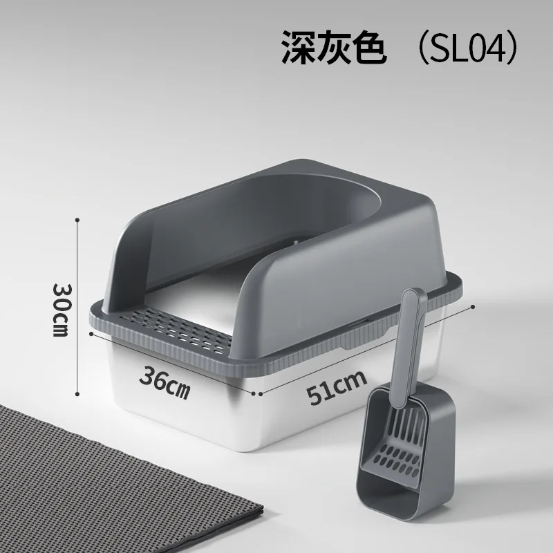 

Suitable forStainless steel cat litter basin is easy to clean, widened and thickened, leak-proof sand, large space, open cat toi