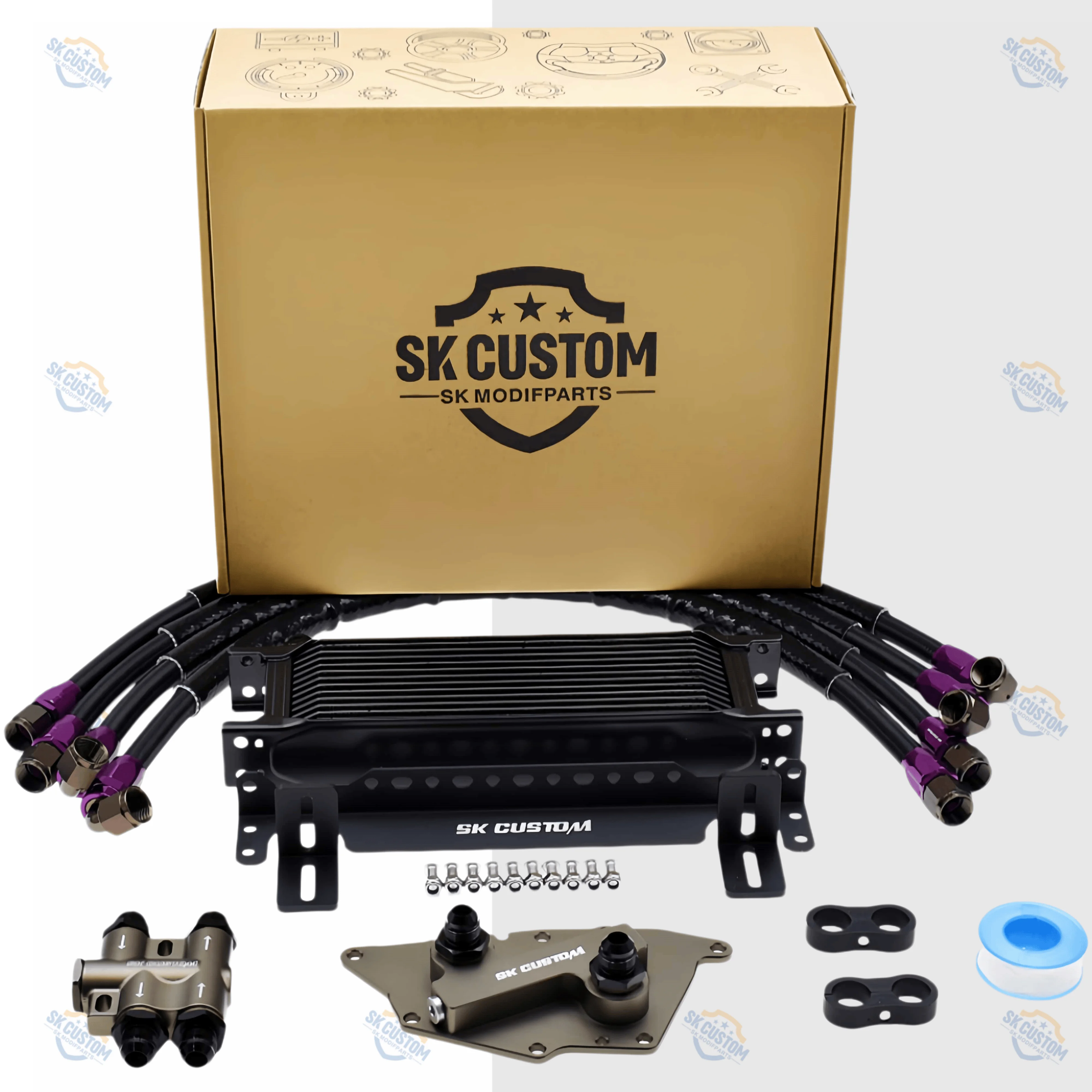 SK CUSTOM Engine Oil Cooler Kit With Thermostat For BMW MINI B36 B37 B38 B46 B48 F54 F55 F56 F57 F60 Oil Radiator Mod Parts