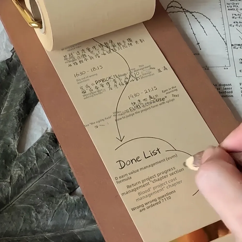 

Handmade Retro Vintage Clipboard DIY Crafts Refillable Kraft Paper Roll Kraft Notebook Set Hanging Writing Pad for Notes