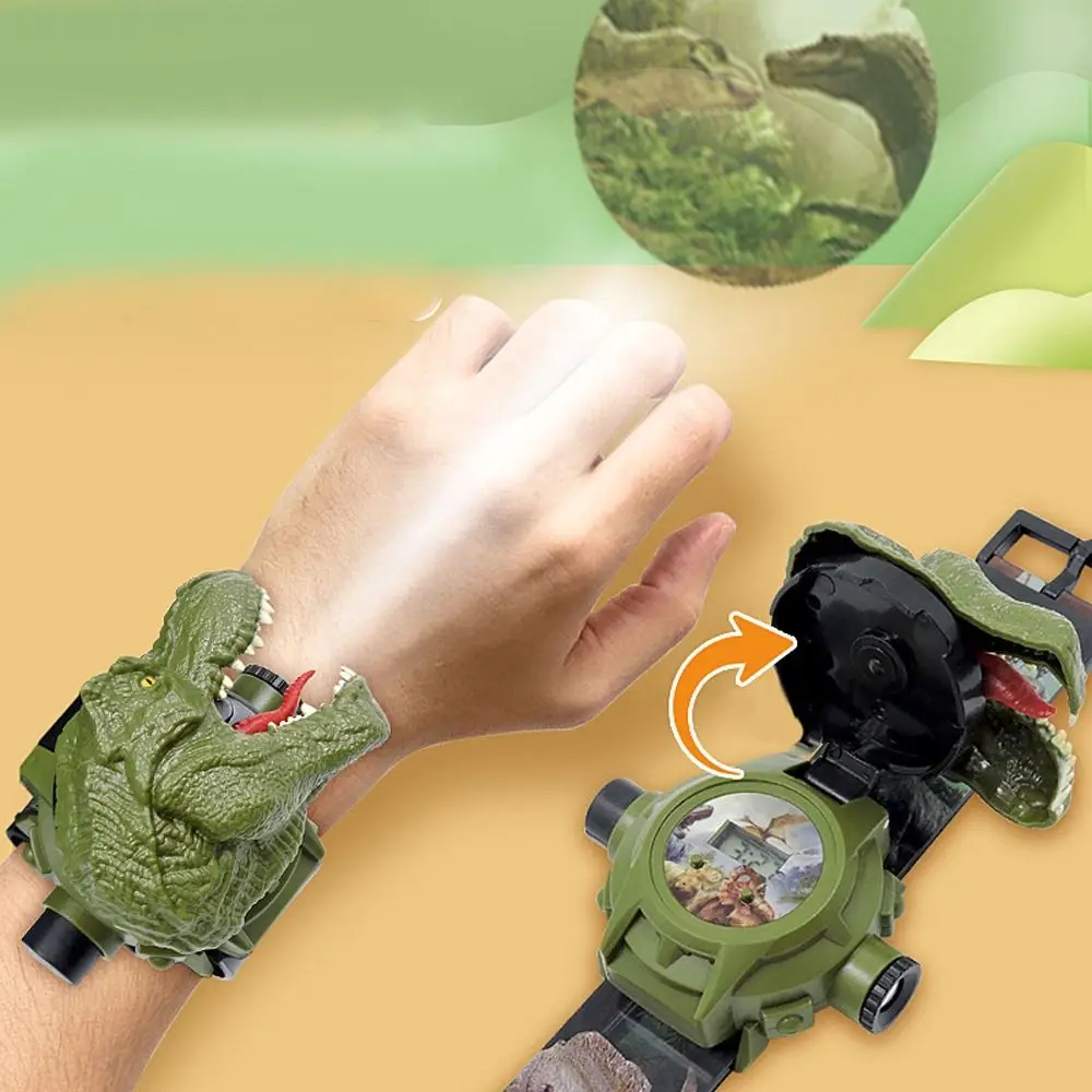 

Triceratops Students Clock Educational Toy Tyrannosaurus Rex Digital WristWatch Kids Watch Cartoon Dinosaur Projection Watch