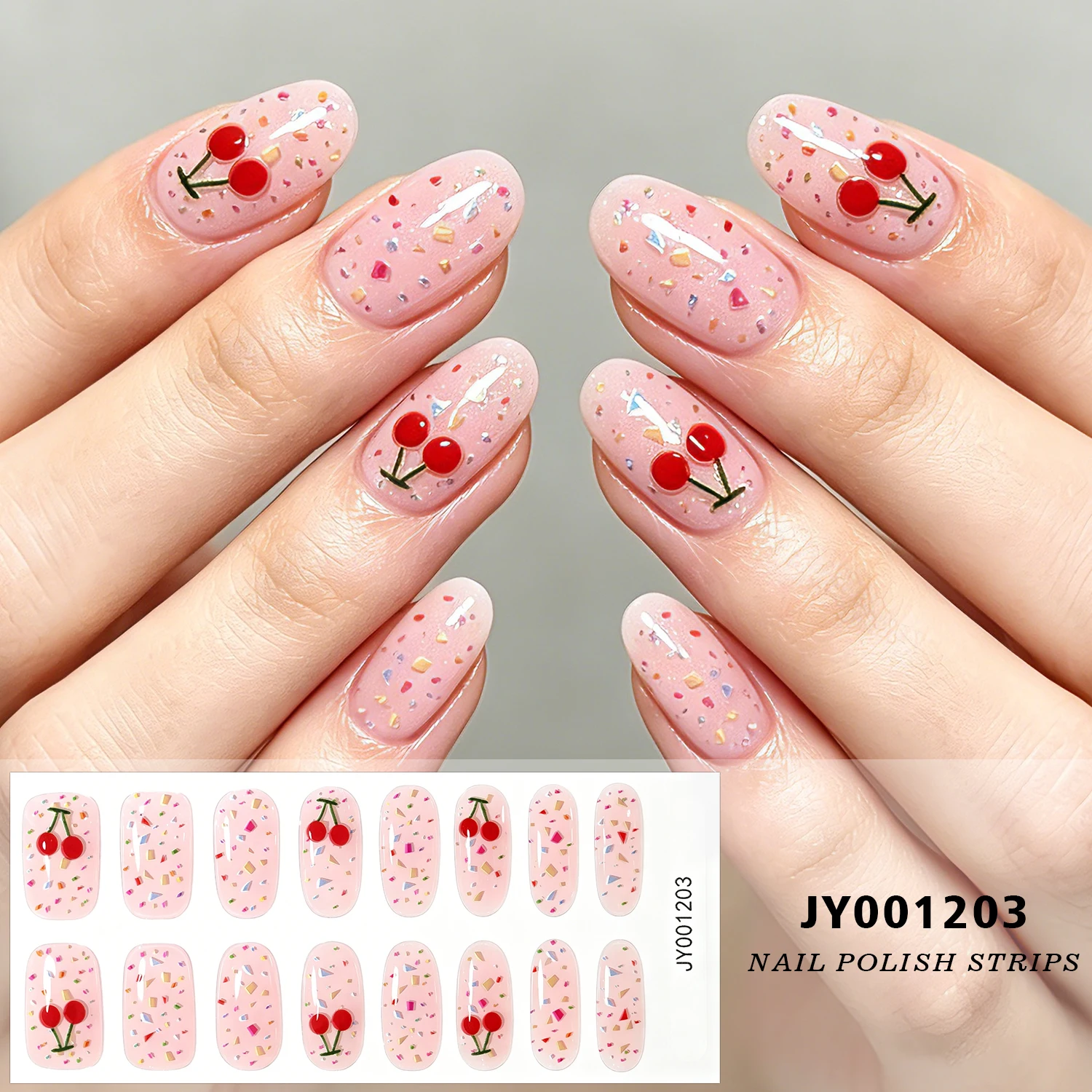 1sheet=16tips Pink Leopard Print French Nail Gel Stickers 3D Glossy Self-Adhesive Full Cover Nail Wraps Cute Nail Full Strips